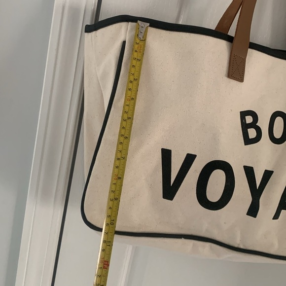 Canvas Tote bag - Bon Voyage shopping travel beach Santa Barbara leather handles - Picture 6 of 10